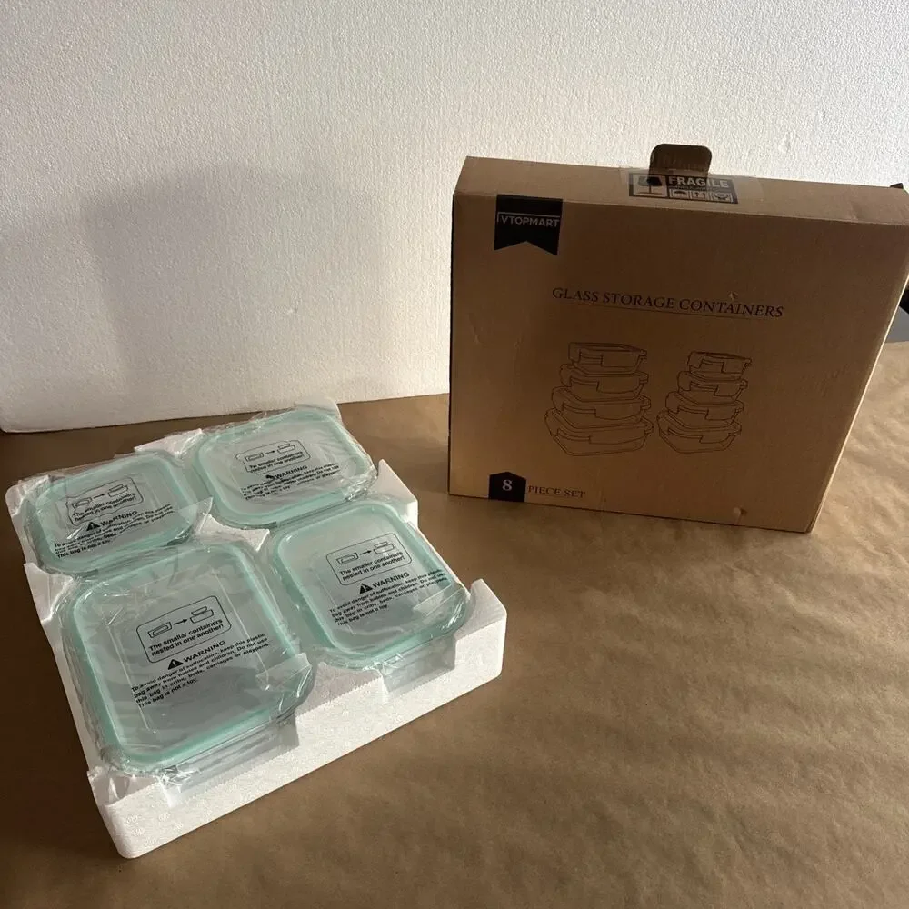Vtopmart 8 Pack Glass Food Storage Containers